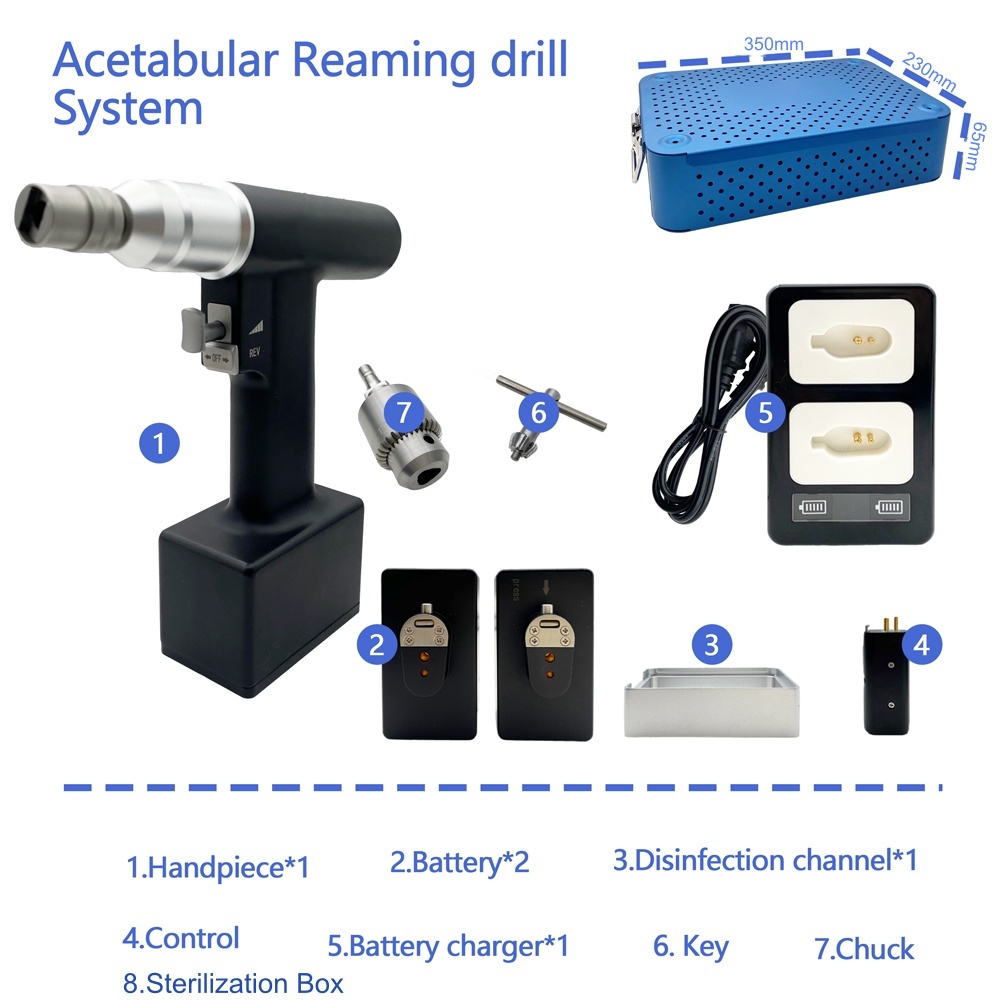 Orthopedic Slow Acetabular Reaming Drill Lithium Battery Drill Kit with Controller