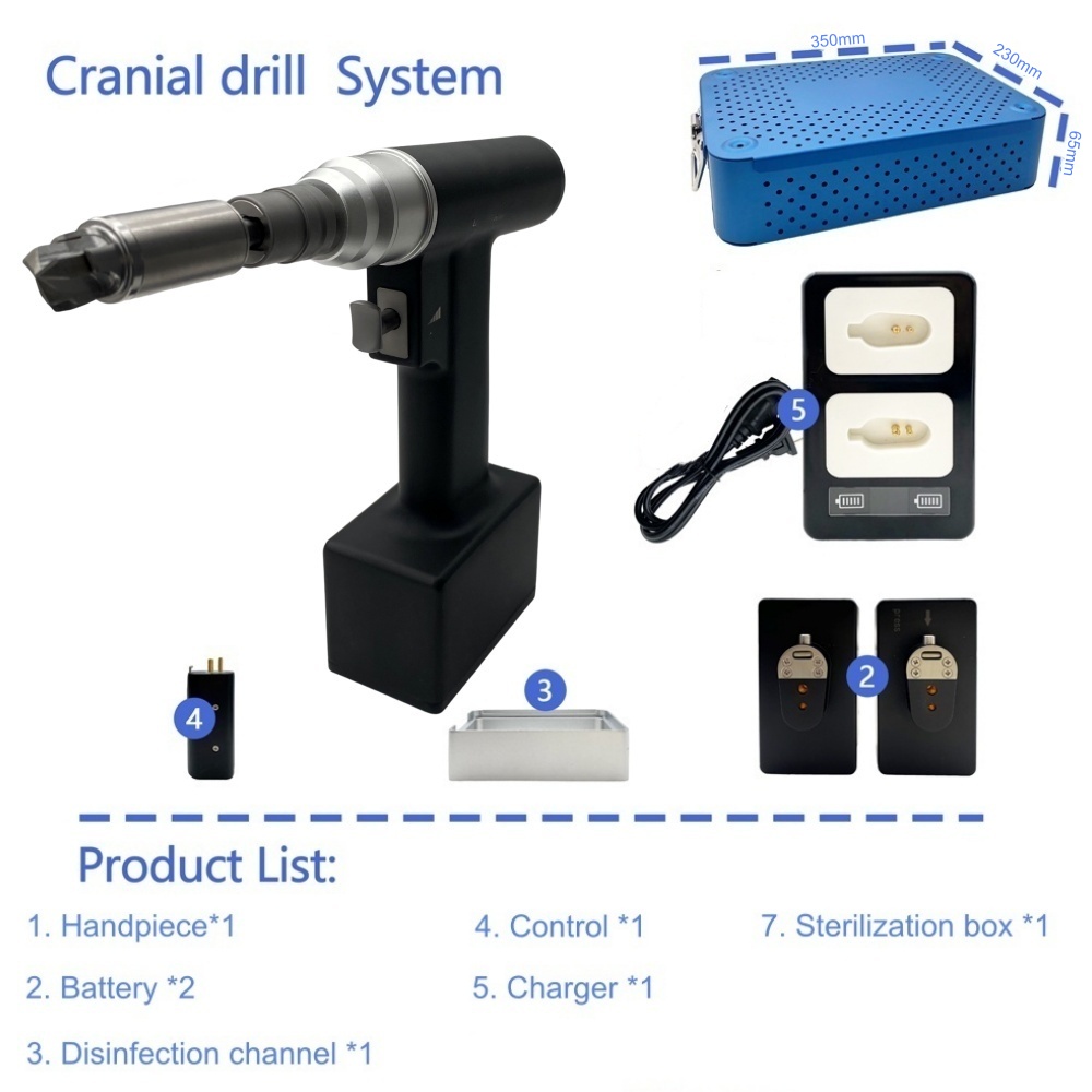 High-Speed Craniotomy Drill with Automatic Stop for Trauma Surgery Sterilizable Orthopedic Power Tool for Neurosurgery