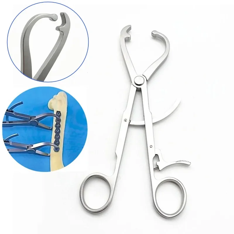 QSWTITAN Bone Holding Forceps Self-locking Fixed Pliers Serrated Jaw Soft Ratchet Bone Holding Forceps Orthopedic Instrument