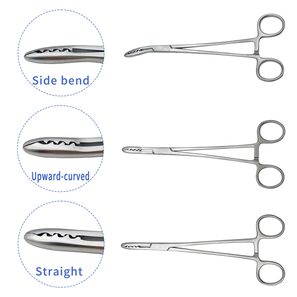 Veterinary Straight/ Curved Soft Tissue Holding Forceps Stainless Steel Tissue Grasp Forceps Orthopedic Instruments